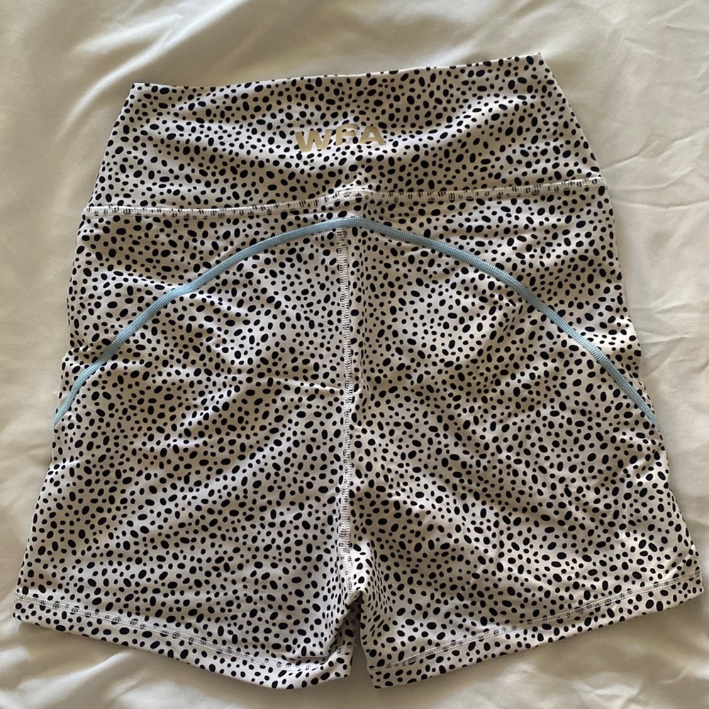 White fox athletic black and white dot biker shorts